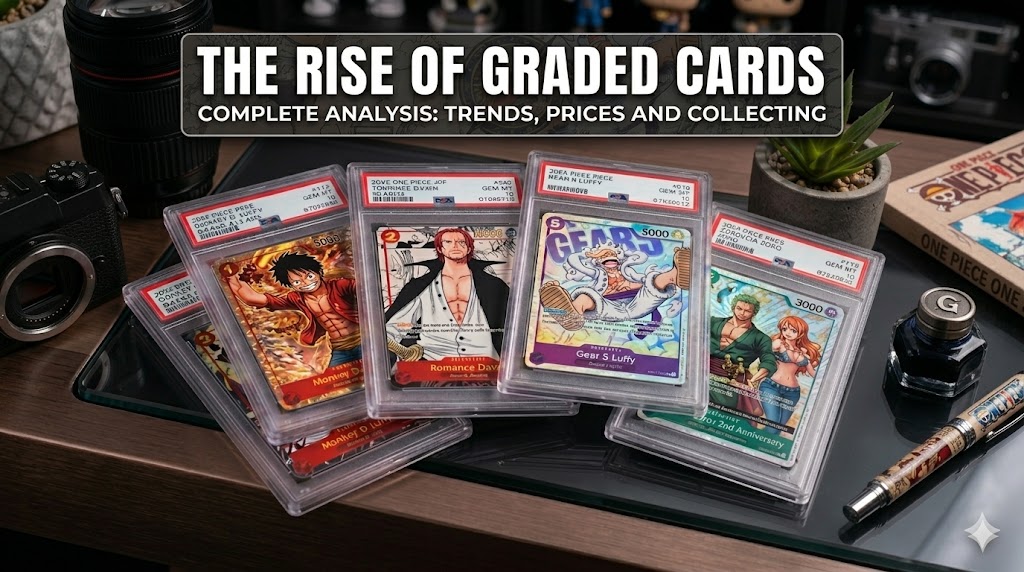 Stack of graded One Piece TCG cards including Manga Rares and Alternate Arts PSA BGS BGS
